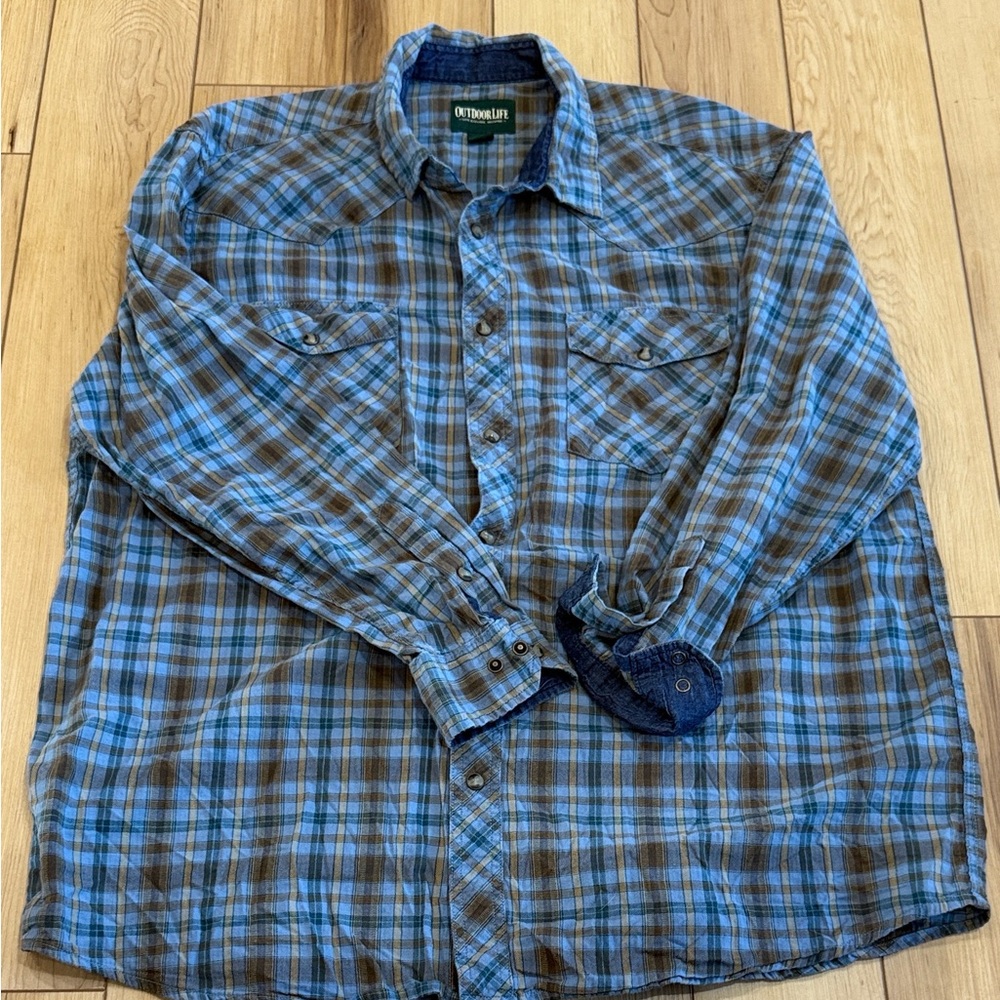 Outdoor Life Plaid Shirt in Blue and Brown